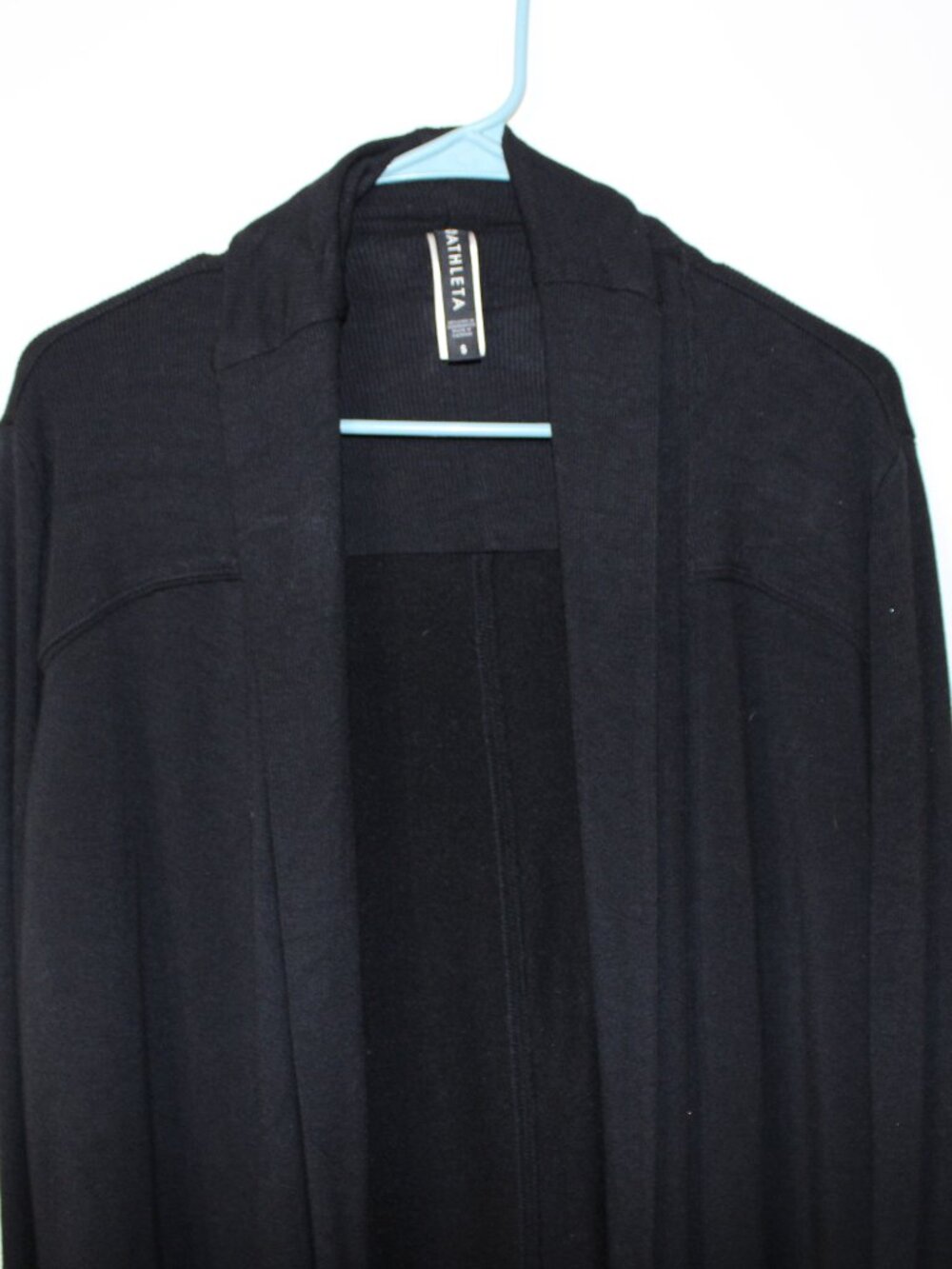 Athleta Women's Black Open Front Longline Draped Cardigan with Pockets - Picture 2 of 14
